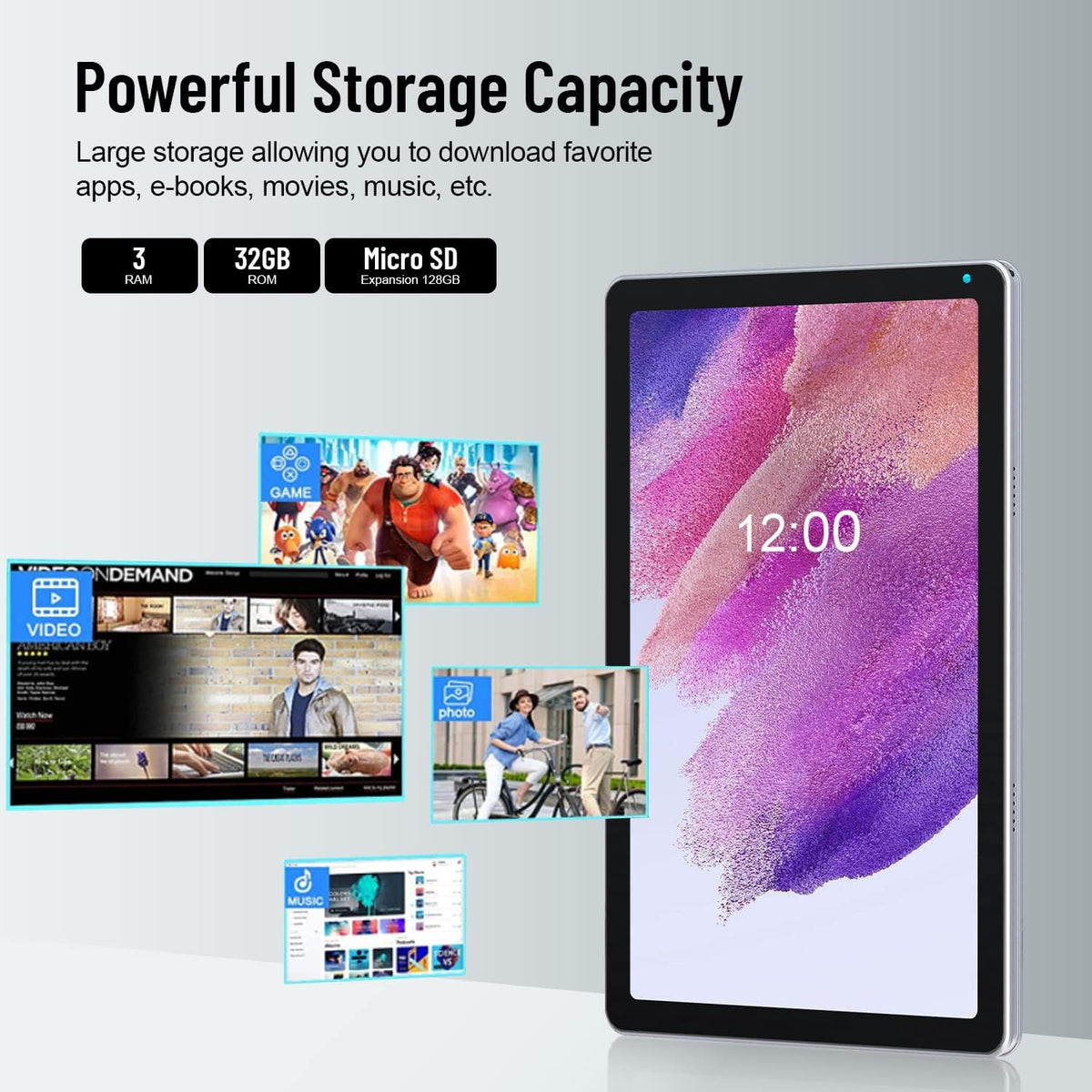 Silver 10.4 inch Android Tablet with 32GB Storage E536