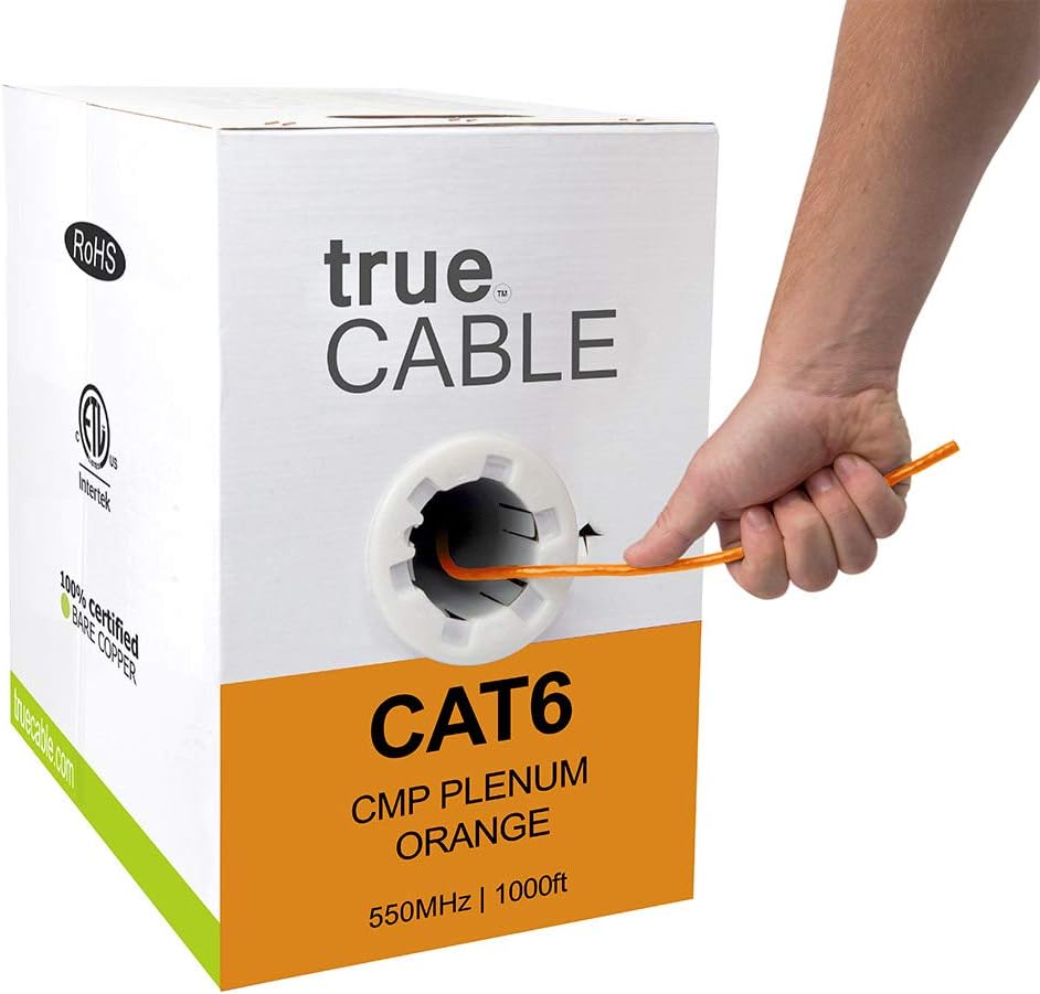 1000ft Yellow 23AWG 4 Pair Solid Bare Copper Bulk Ethernet Cable B469844