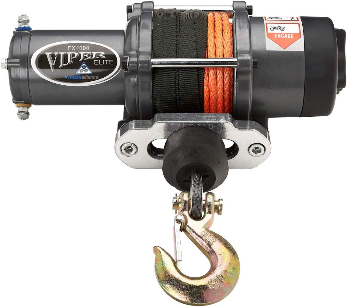 VIPER Elite ATV/UTV Winch 4500lb 40 feet BLACK Synthetic Rope and Wireless Remote F848