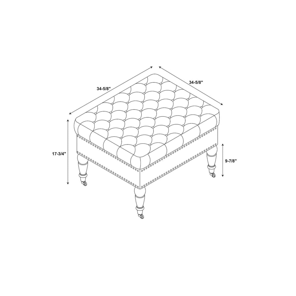 Gray Velvet Square Tufted Ottoman V5446