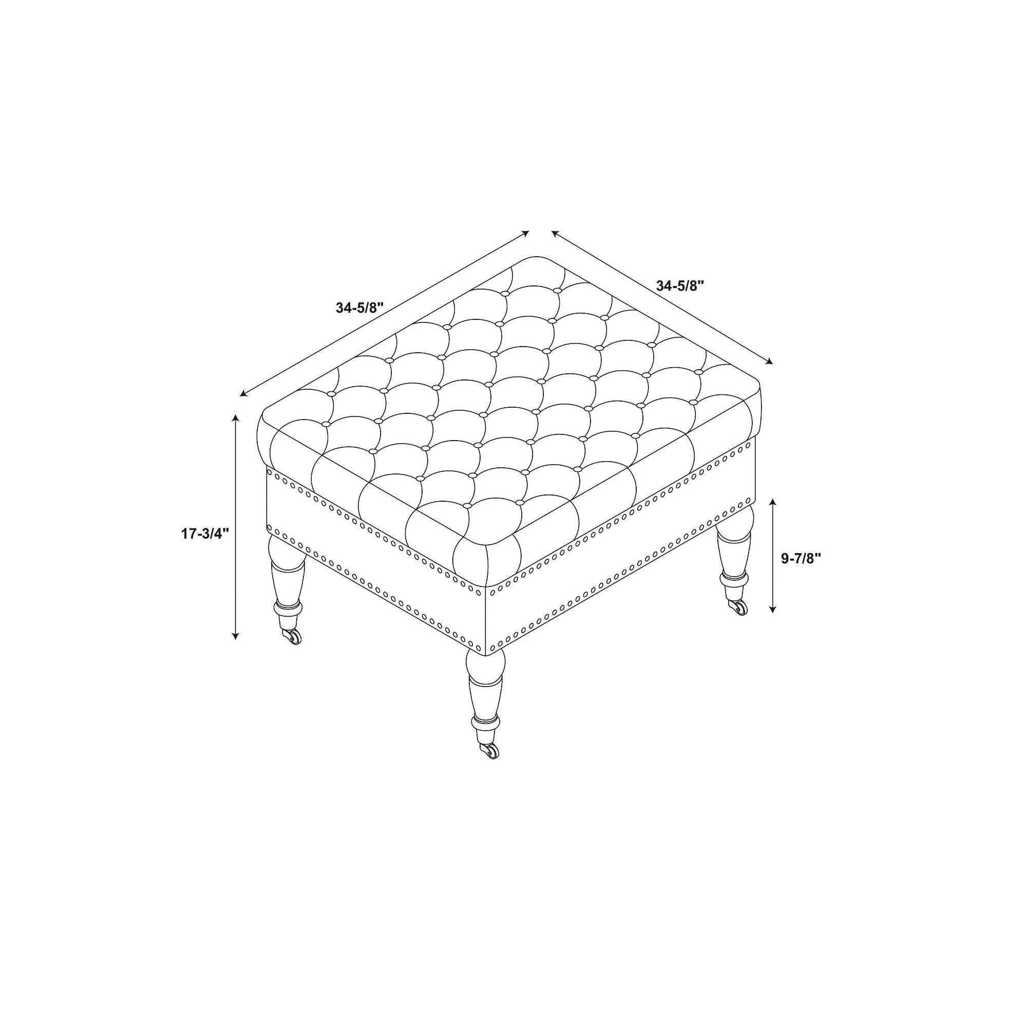 Gray Velvet Square Tufted Ottoman V5446