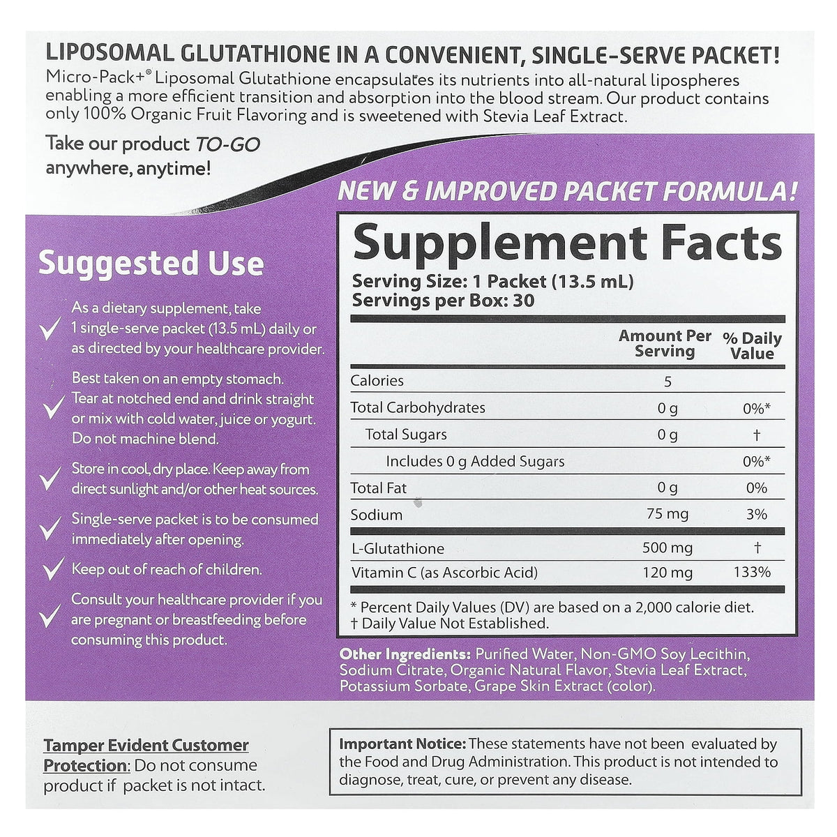 Glutathione Liposomal Liquid - 30 Packet(s) L77907