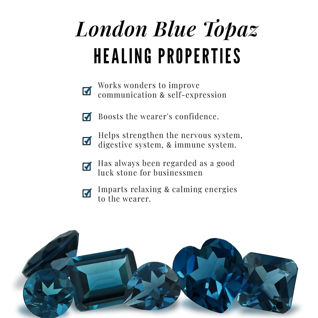 London Blue Topaz and Diamond Stud Earrings, 925 Sterling Silver P179