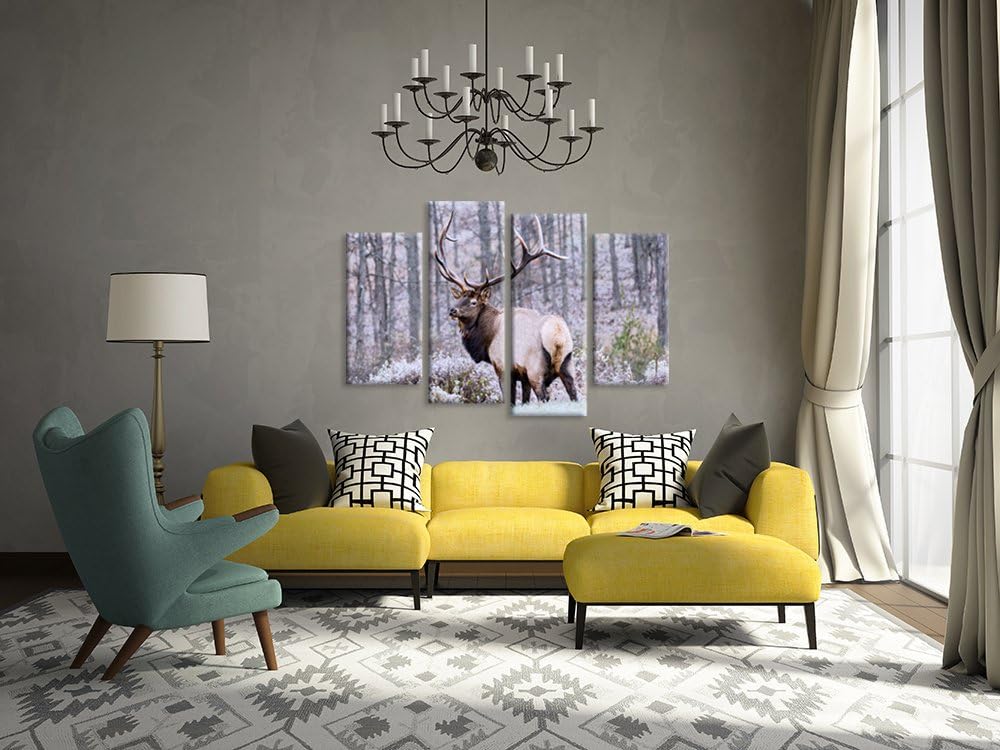 4 Panel Deer Elk Canvas Wall Art Print Stretched Framed Ready To Hang S121473