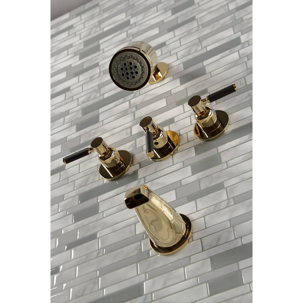 Polished Brass Three-Handle Tub and Shower Faucet F245