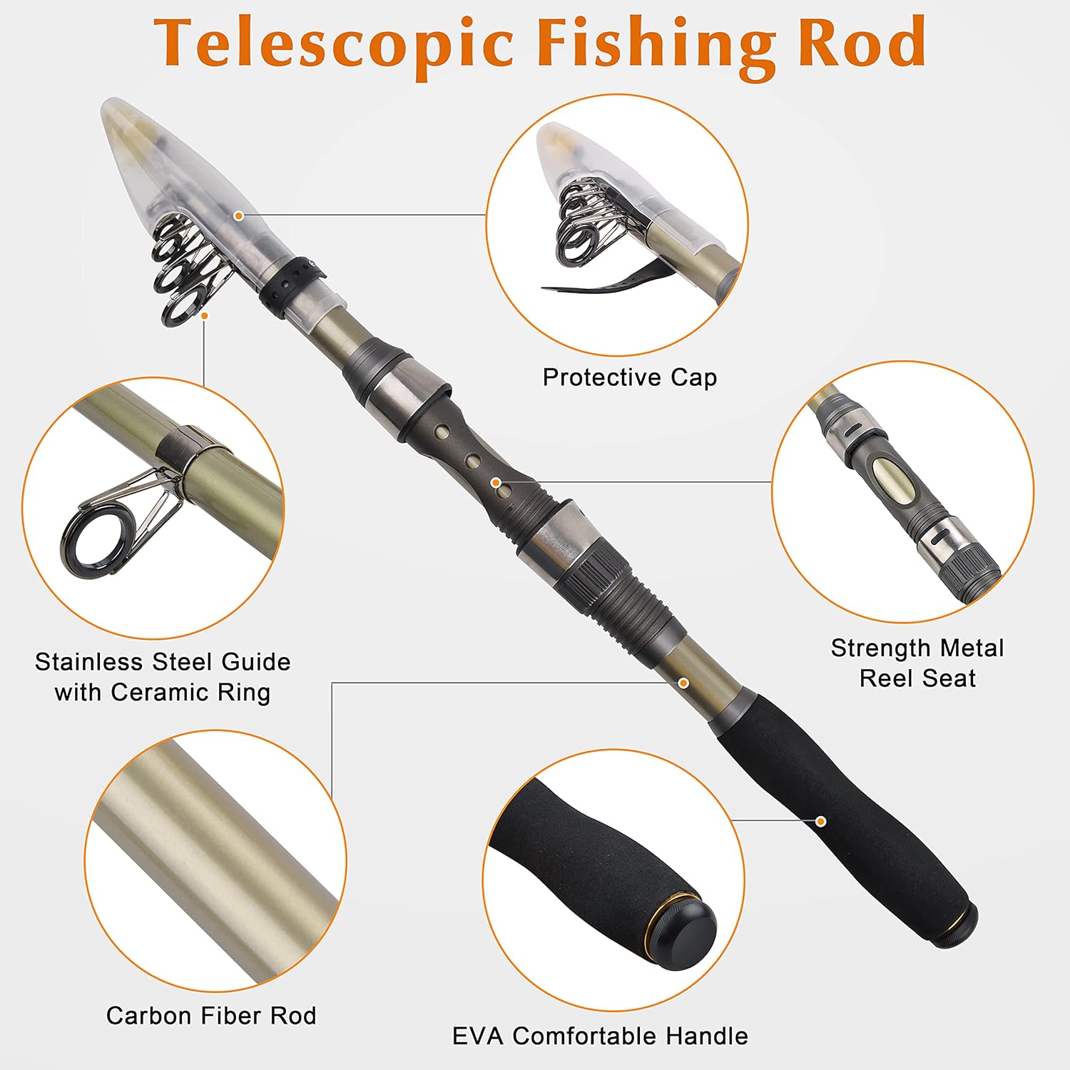 Carbon Fiber Telescopic Fishing Rod and Reel Combo Set with Carrier Bag M357284