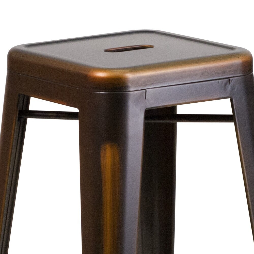4 Pack 30"H Backless Distressed Metal Barstool I723