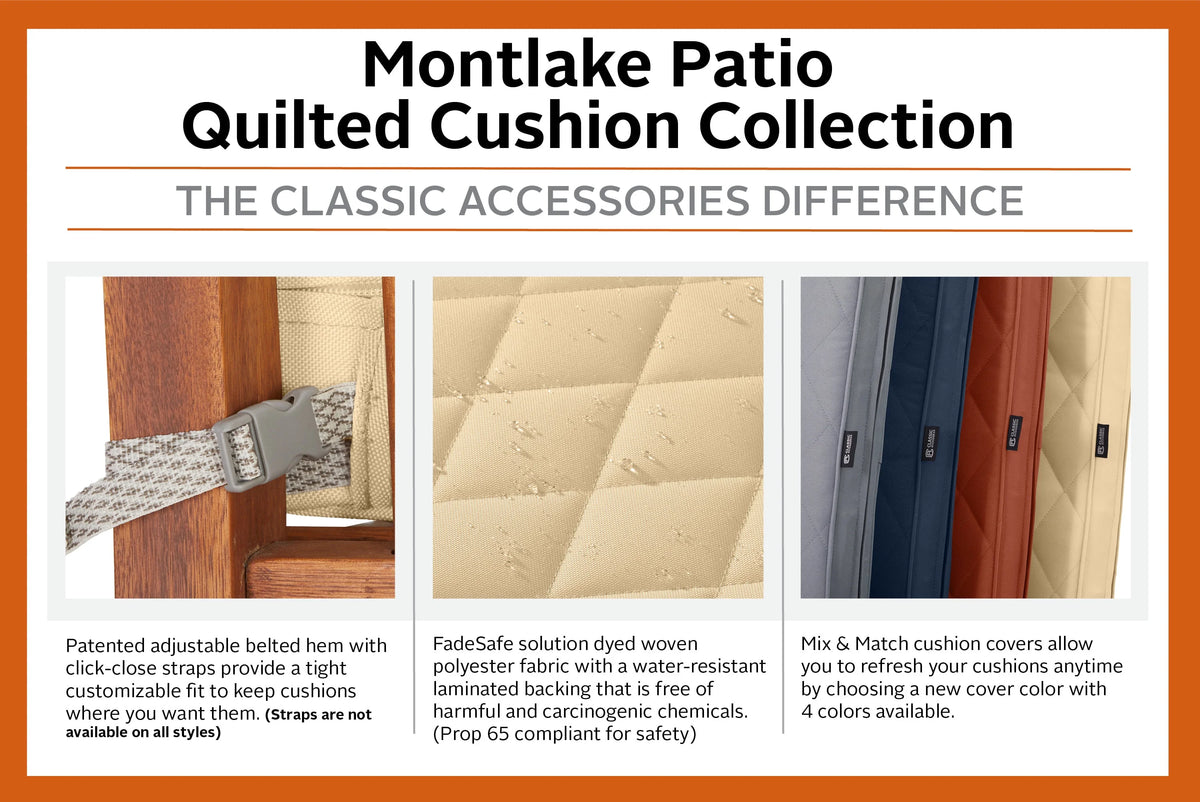 Navy Quilted Patio Bench Cushion, 48 x 18 x 3 inch N87035