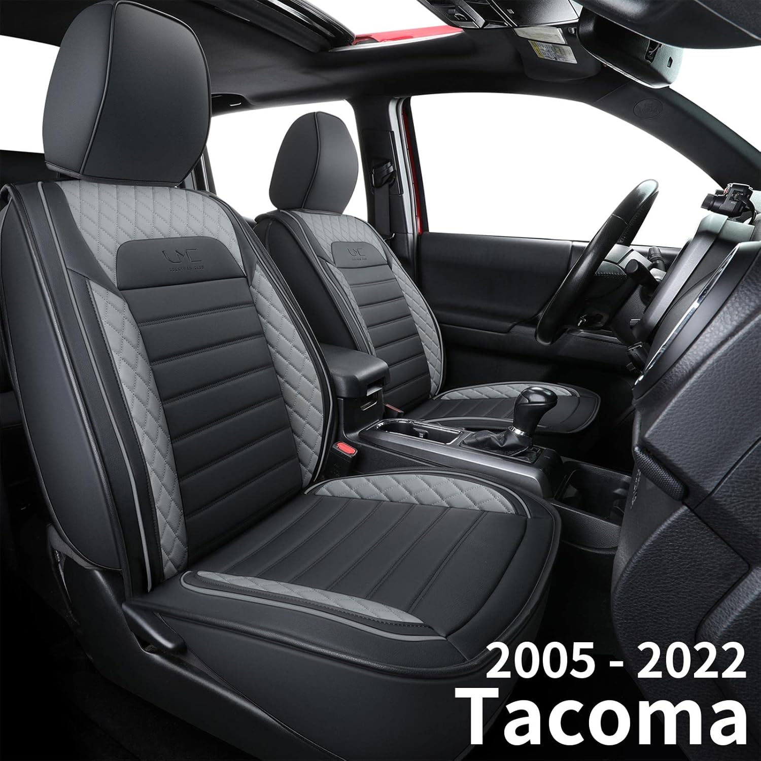 Black Faux Leather Seat Covers Front Set 2 pcs J62522