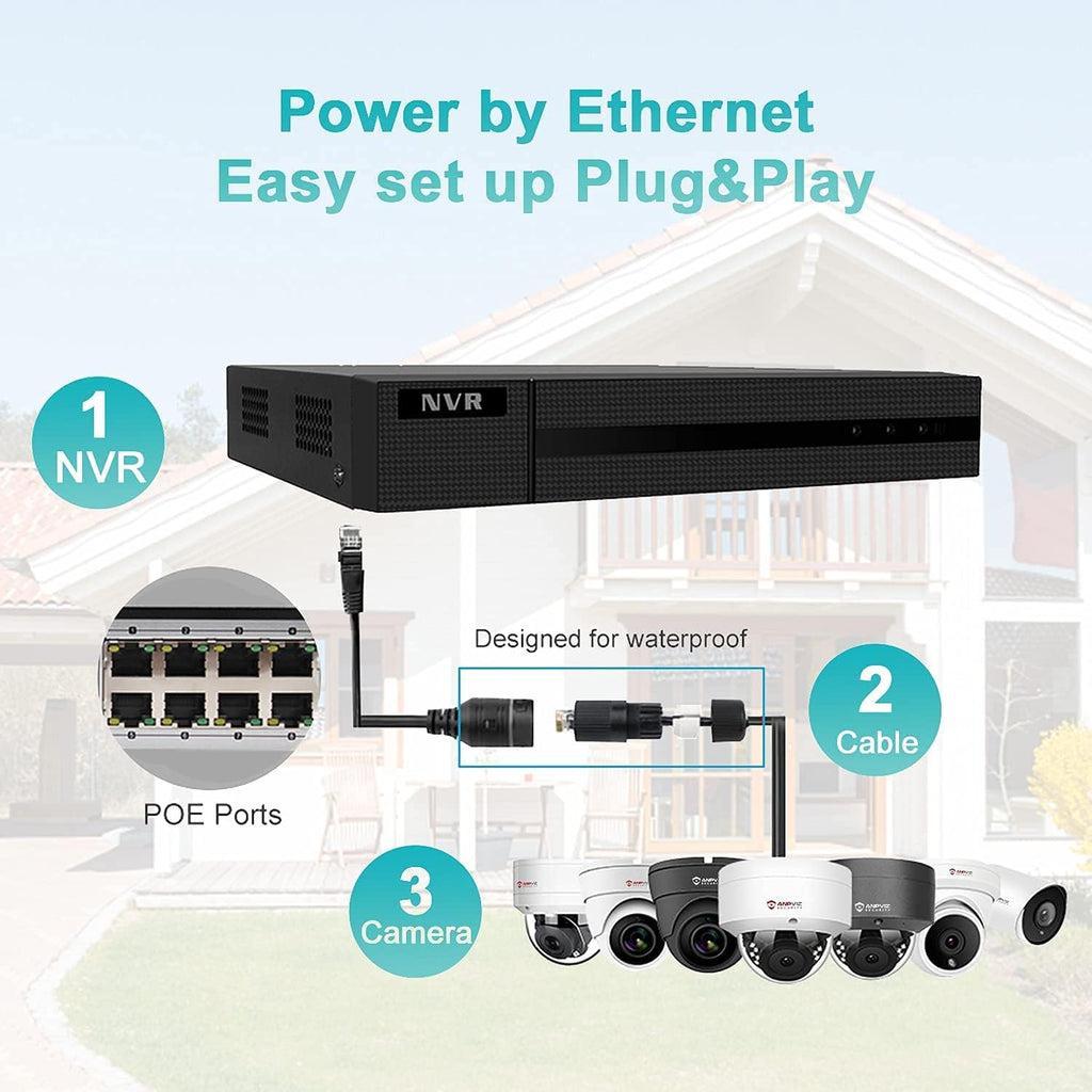 Real HD 4K 8MP PoE IP Security Bullet Camera, 3.6mm Fixed Lens, H.265, IP66 Waterproof, Pack of 2 U4435