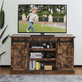 Espresso Sliding Barn Door TV Stand with Adjustable Shelves O428091