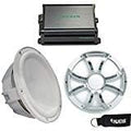 10" White Marine Subwoofers with Stainless Grills and 600-Watt Marine Amplifier N678