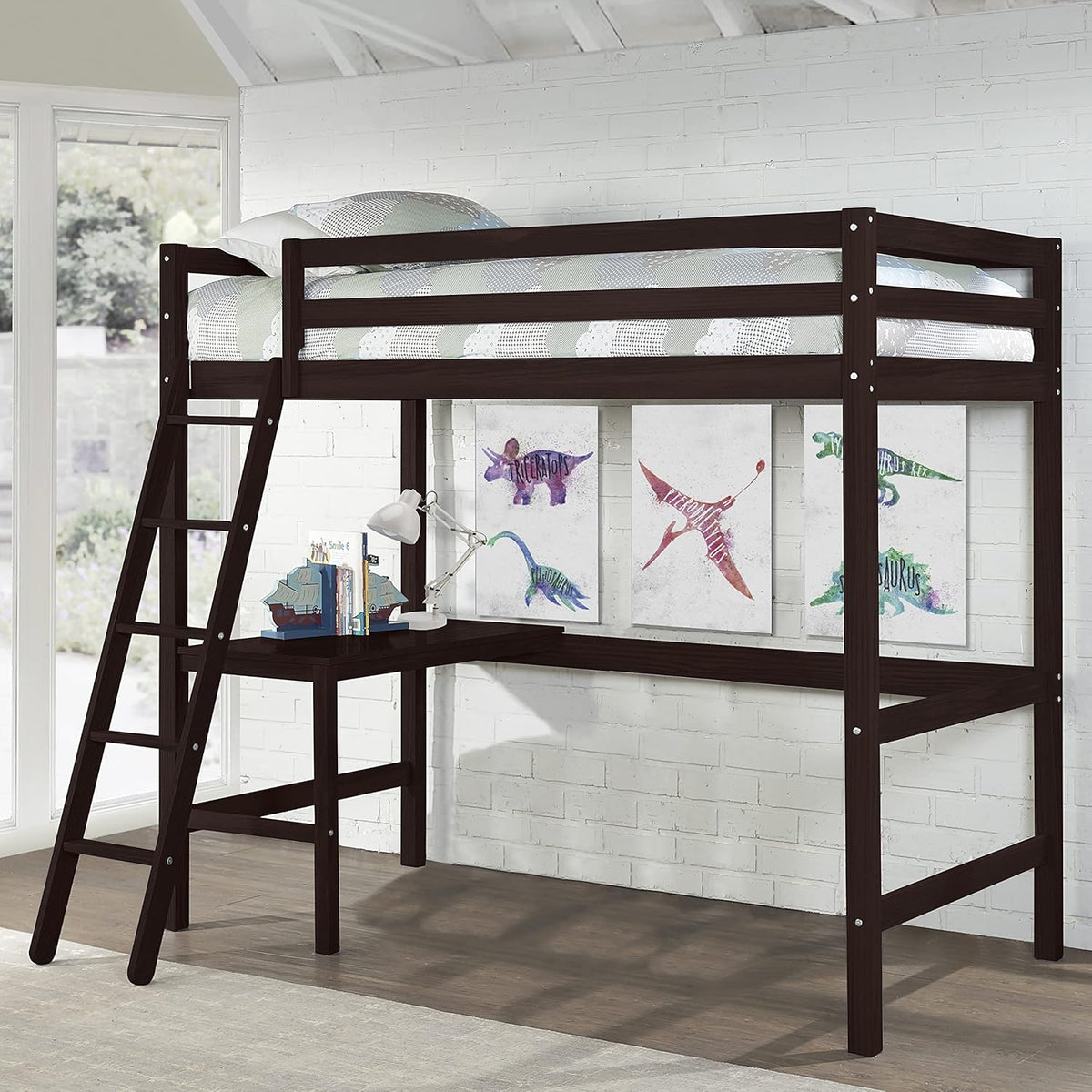 White Twin Loft Bed C43773