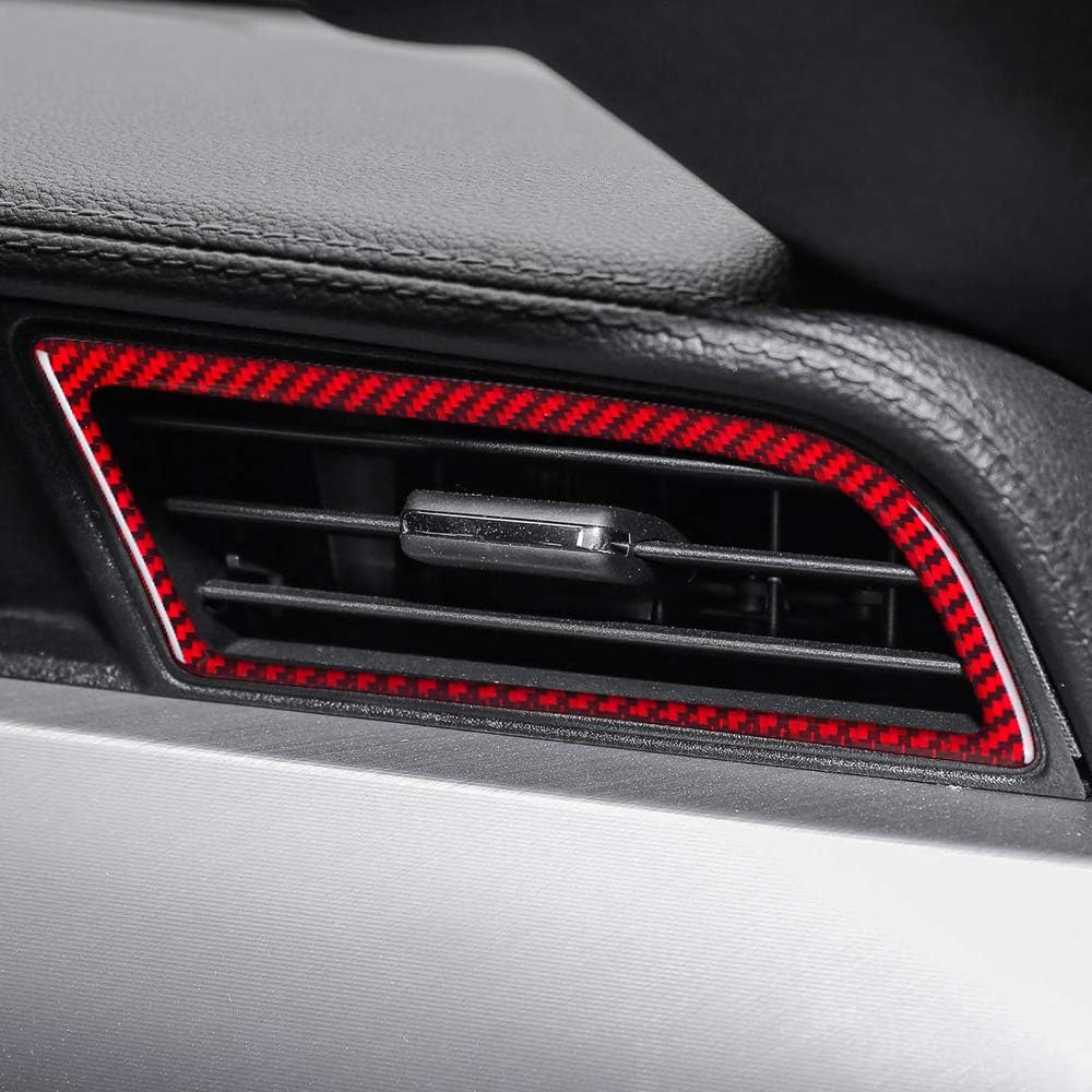 Carbon Fiber Side Air Conditioner Outlet Trim Cover for Ford Mustang 2015-2021 (2PCS Red) X419