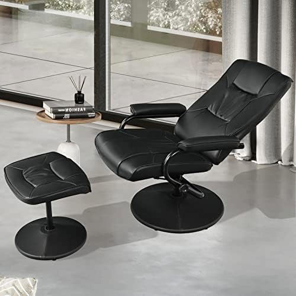 Brown PU Leather Swivel Reclining Chair with Ottoman R250