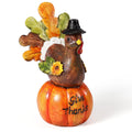 Hand-Painted Turkey Pumpkin Centerpiece Table Decoration with Artificial Maple Leaves F76885