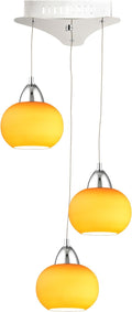 3 Light LED Pendant with Yellow Glass, Chrome K129609
