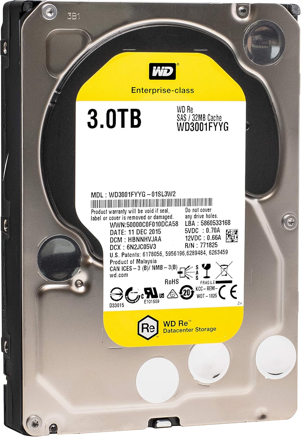 3TB 7.2K RPM SAS 6 Gb/s 32MB Cache 3.5 Internal Hard Drive F92372