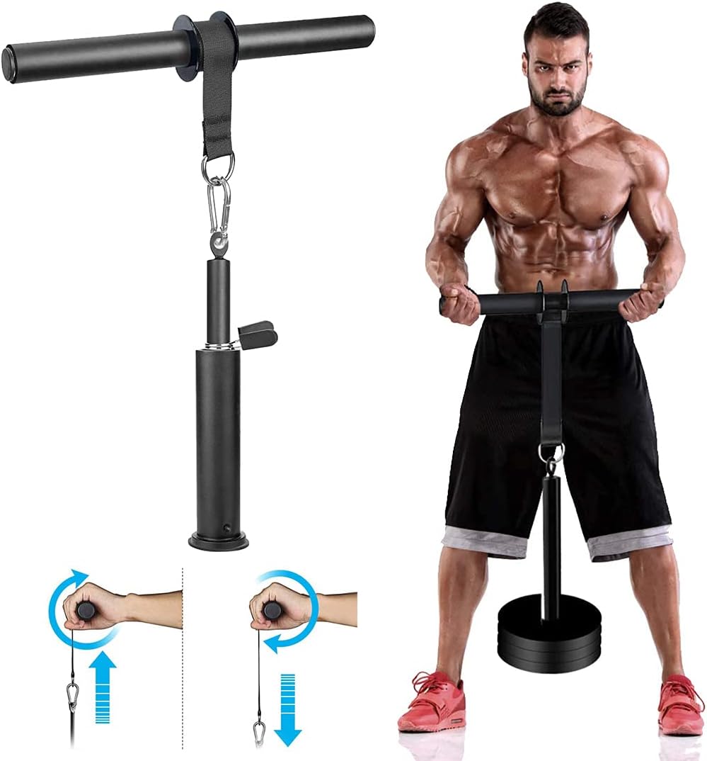 4 in 1 LAT and Lift Pulley System with Curl Pulldown Bar, Tricep Rope, Exercise Handles H39592