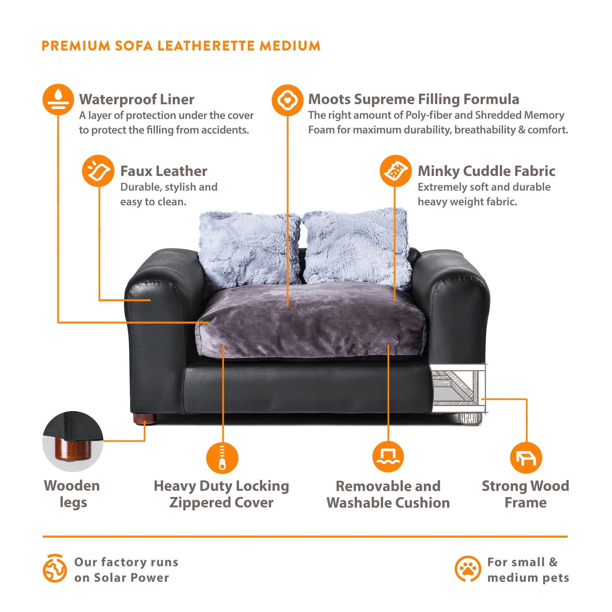 Medium Leatherette Pets Sofa R42949