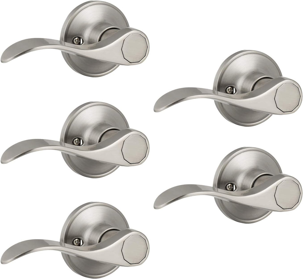 8 Pack Keyless Privacy Door Levers in Satin Nickel A1338