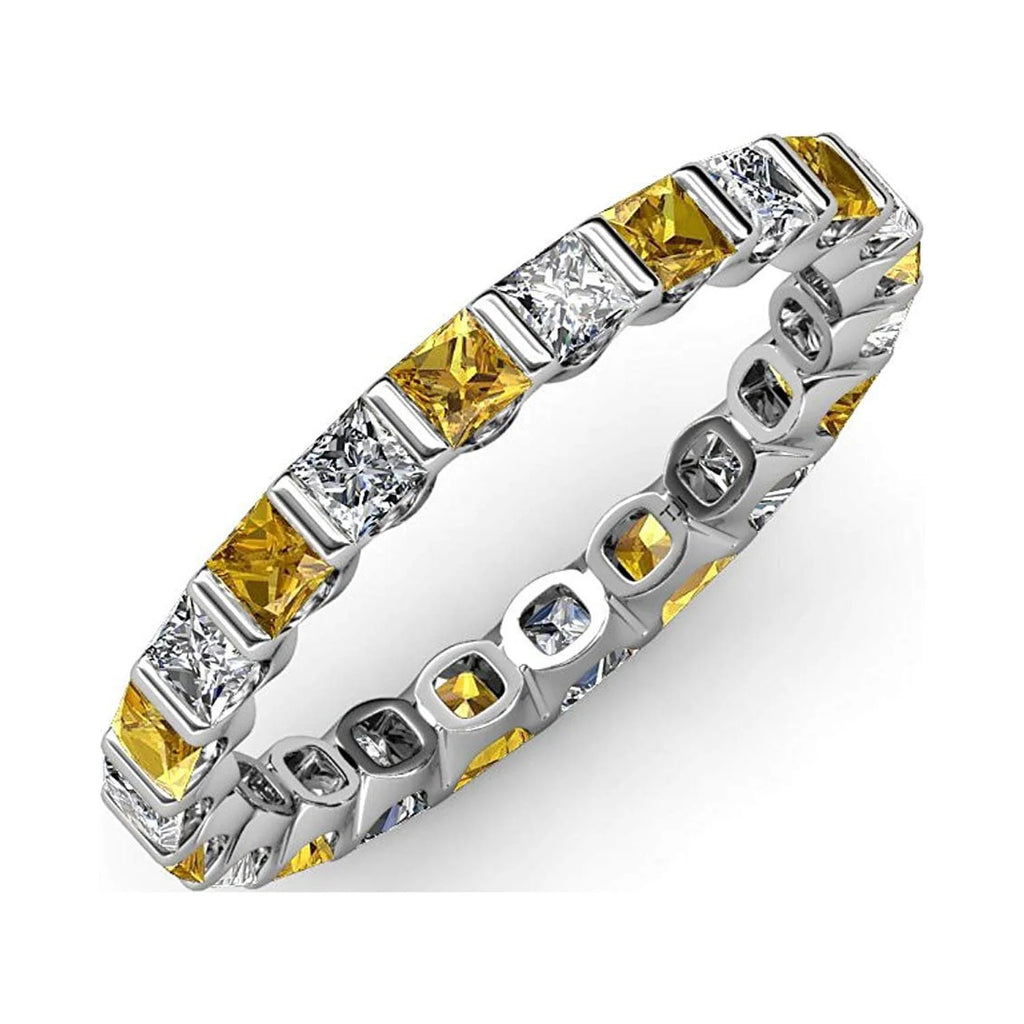 Citrine & Diamond Eternity Band in 14K White Gold S403050