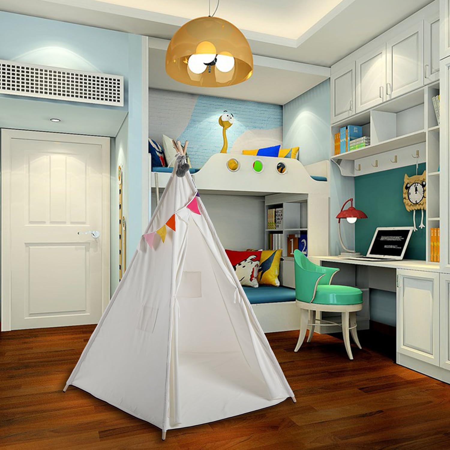 Teepee Play Tent with Banners, 5 Poles, 85 Inches Height W31475