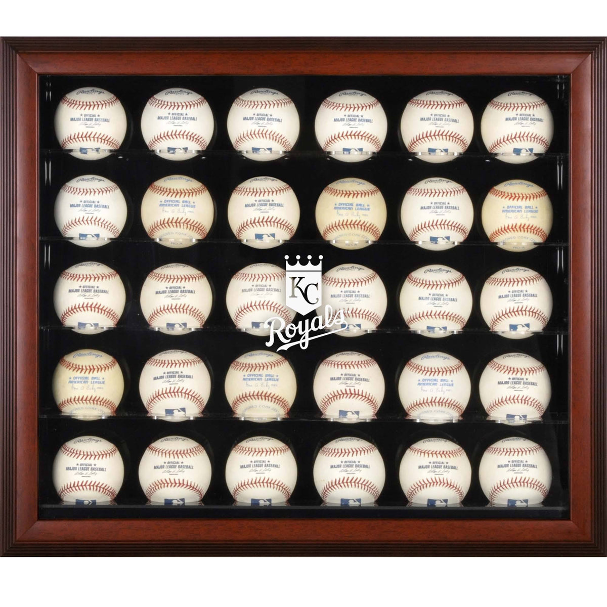 Mahogany Framed 30-Ball Display Case W29663