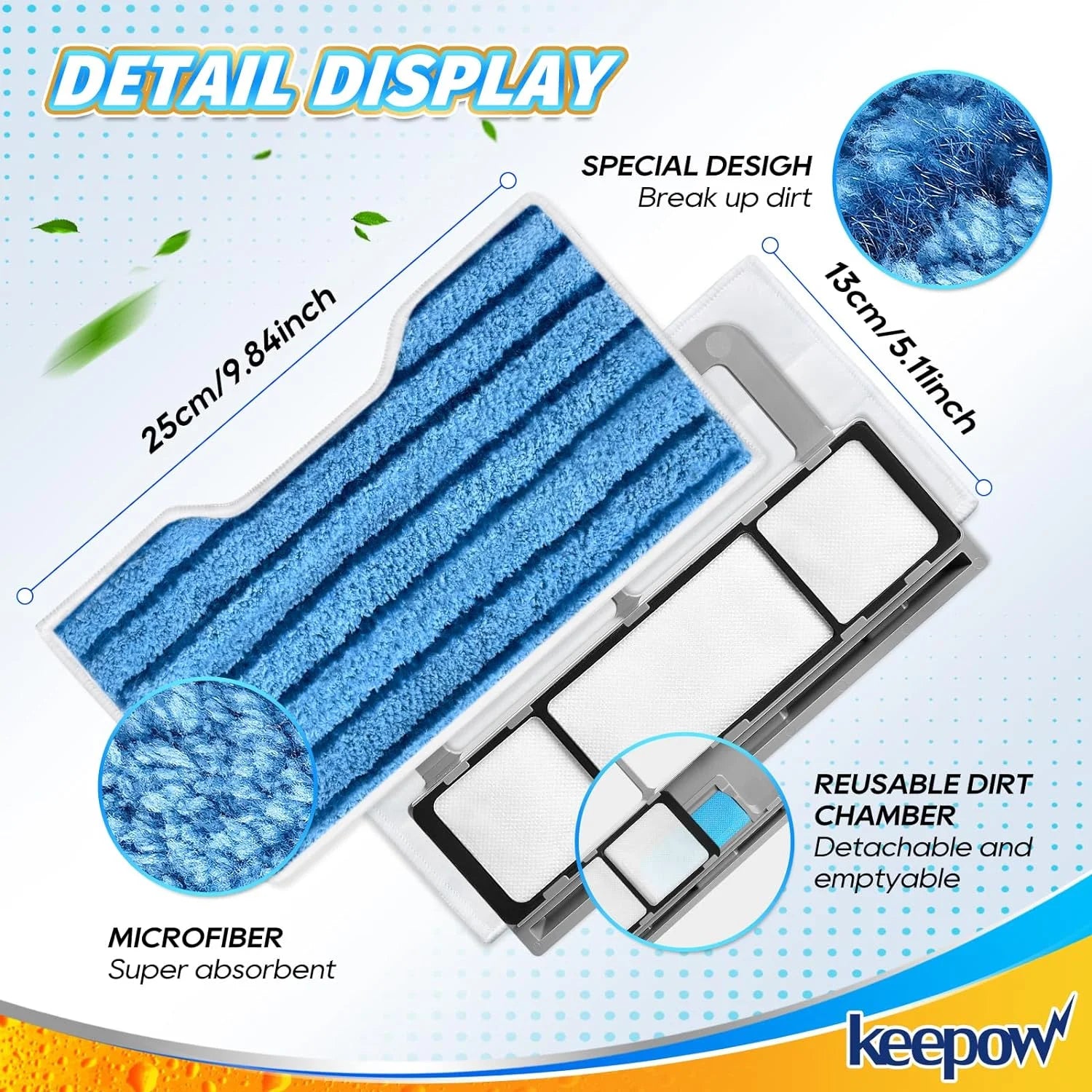 Reusable Vacuum Mop Pad Refills (1+2+2+2 Pads) D49059