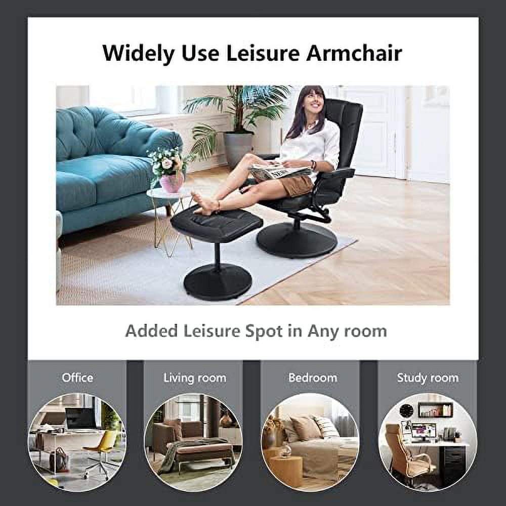 Brown PU Leather Swivel Reclining Chair with Ottoman R250