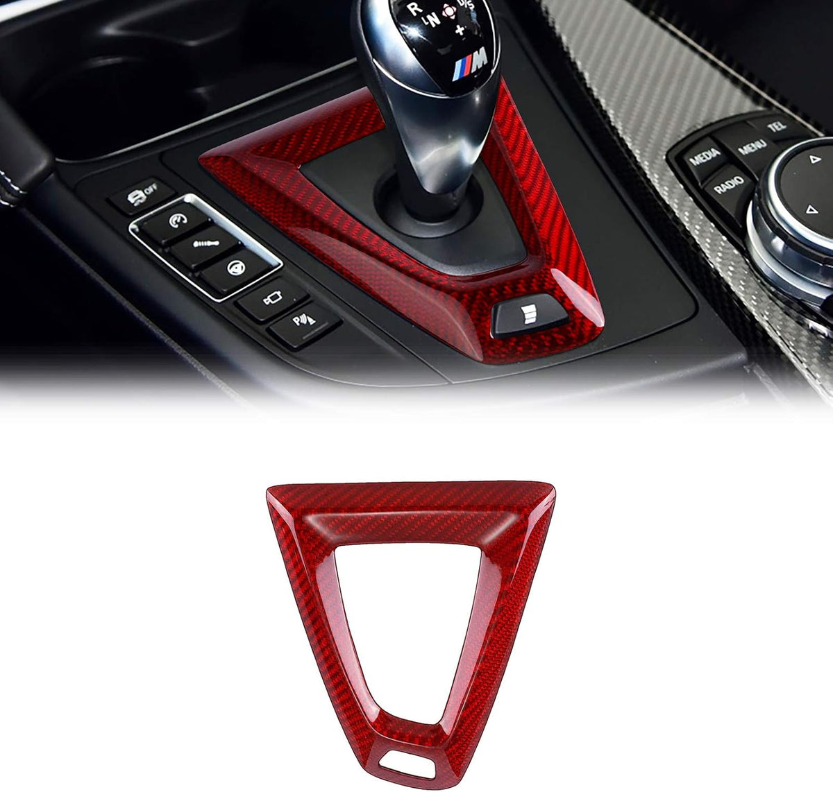 Carbon Fiber Gear Panel Interior Accessories for BMW M3 M4 2014-2018 (Red) G8975