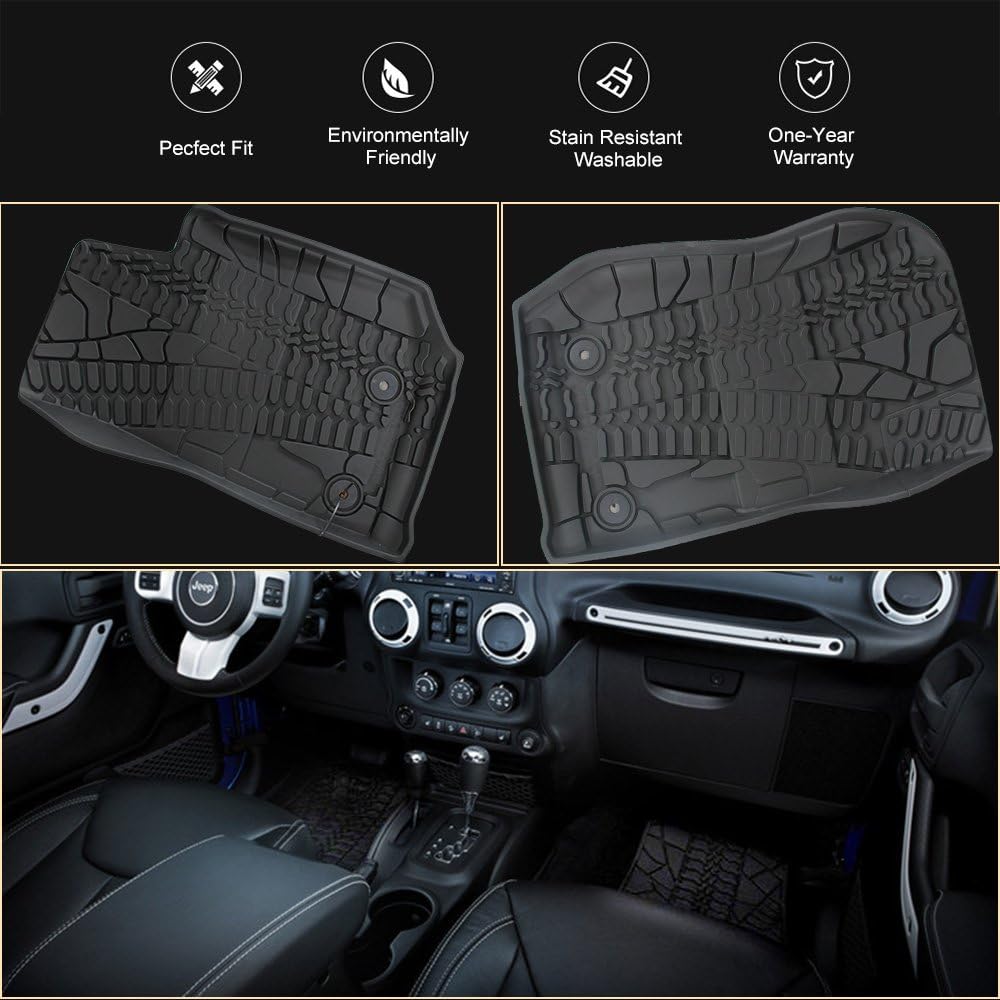 Black Front Row TPE Floor Mat Set for 2014-2018 Jeep Wrangler JK JKU W554