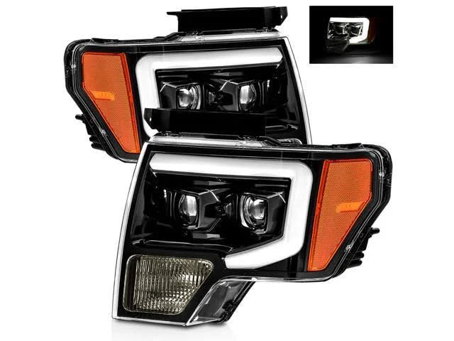 Polished Black LED Tube Dual Projector Headlights Z334