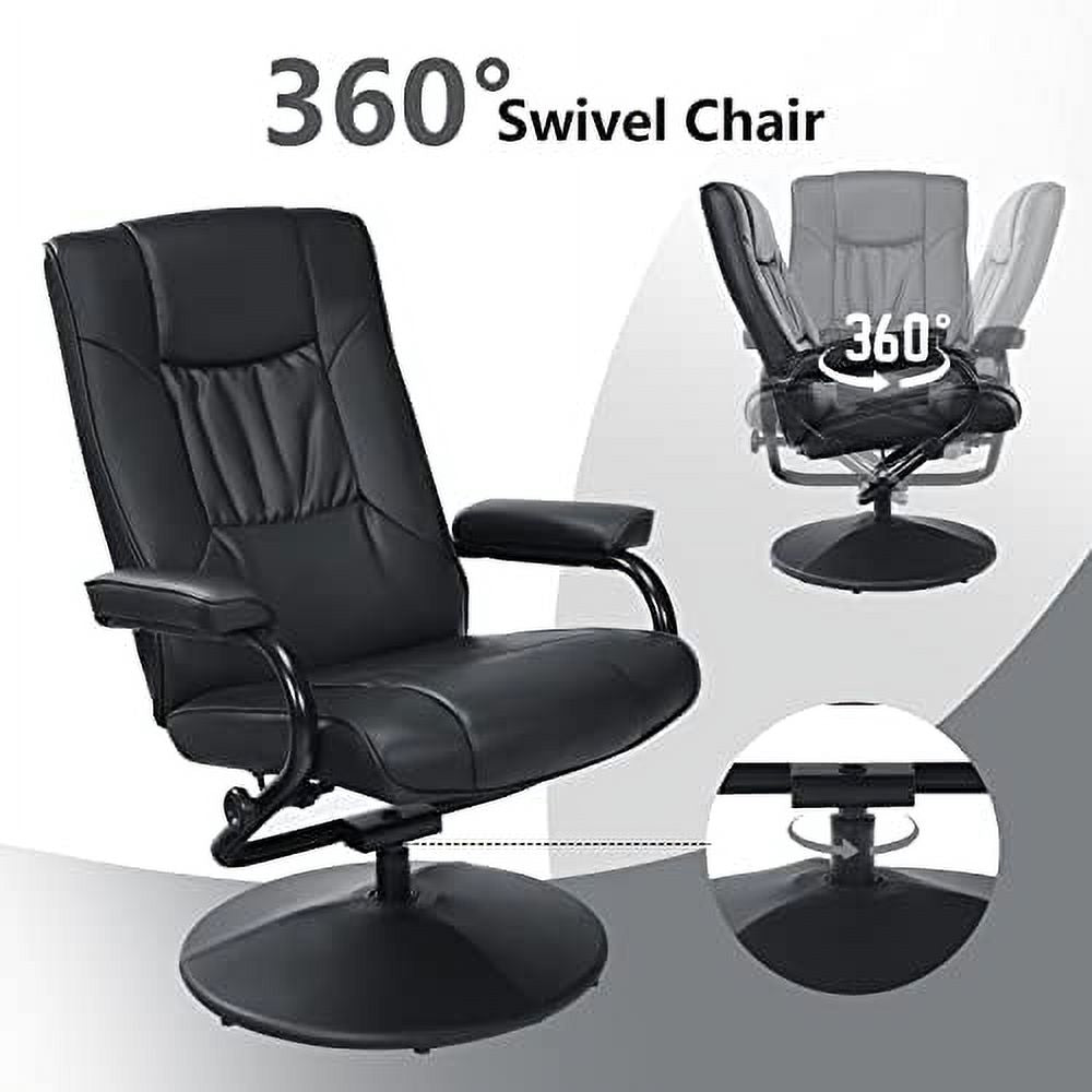 Brown PU Leather Swivel Reclining Chair with Ottoman R250