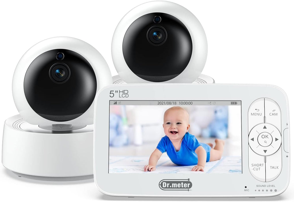 Baby Monitor with 5 LCD Screen, 720p HD, Remote PTZ, Two-Way Talk, Infrared Night Vision U72532