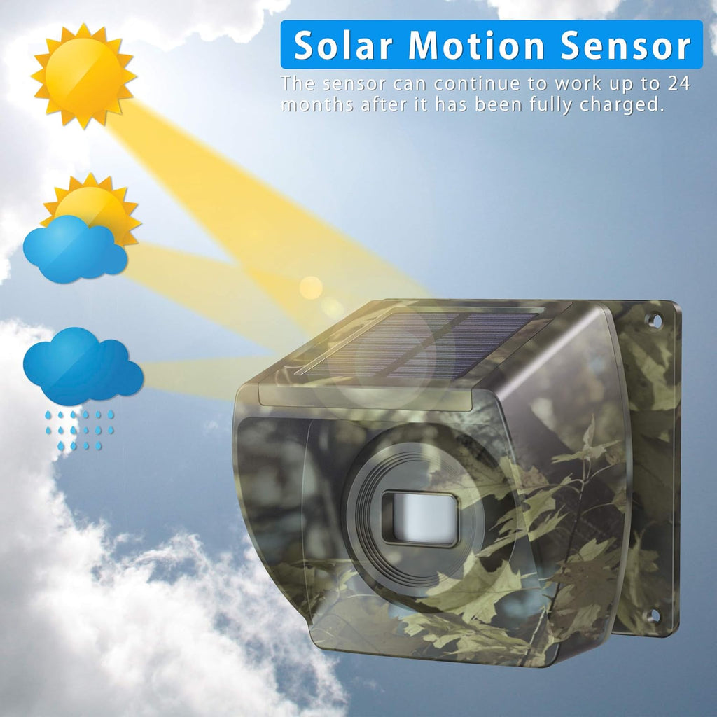 Solar Driveway Alarm Wireless Outdoor Motion Sensor Detector System with Rechargeable Battery Weatherproof Mute Mode 1&4-Camouflage U36827