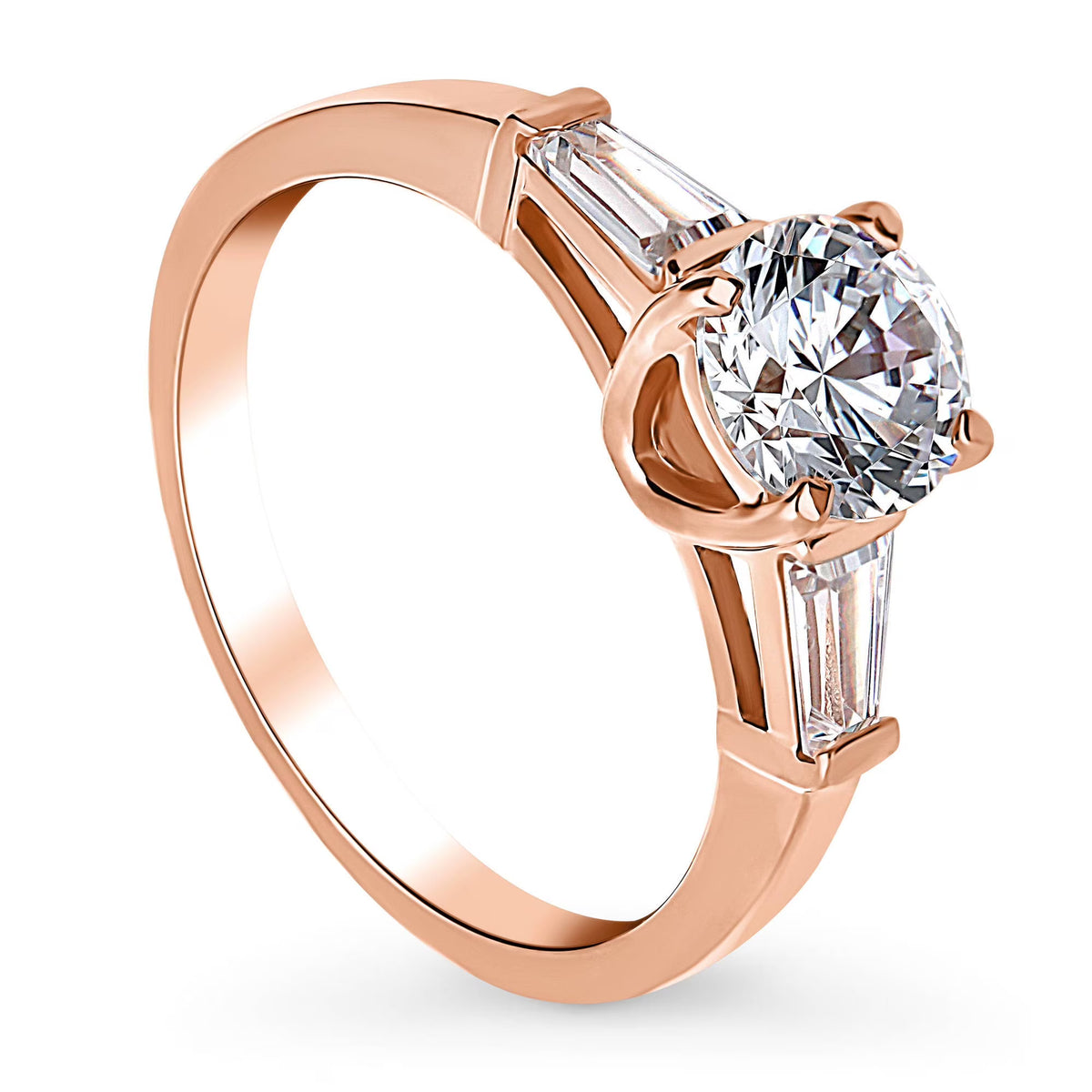 Rose Gold Plated Sterling Silver Solitaire Ring W9219