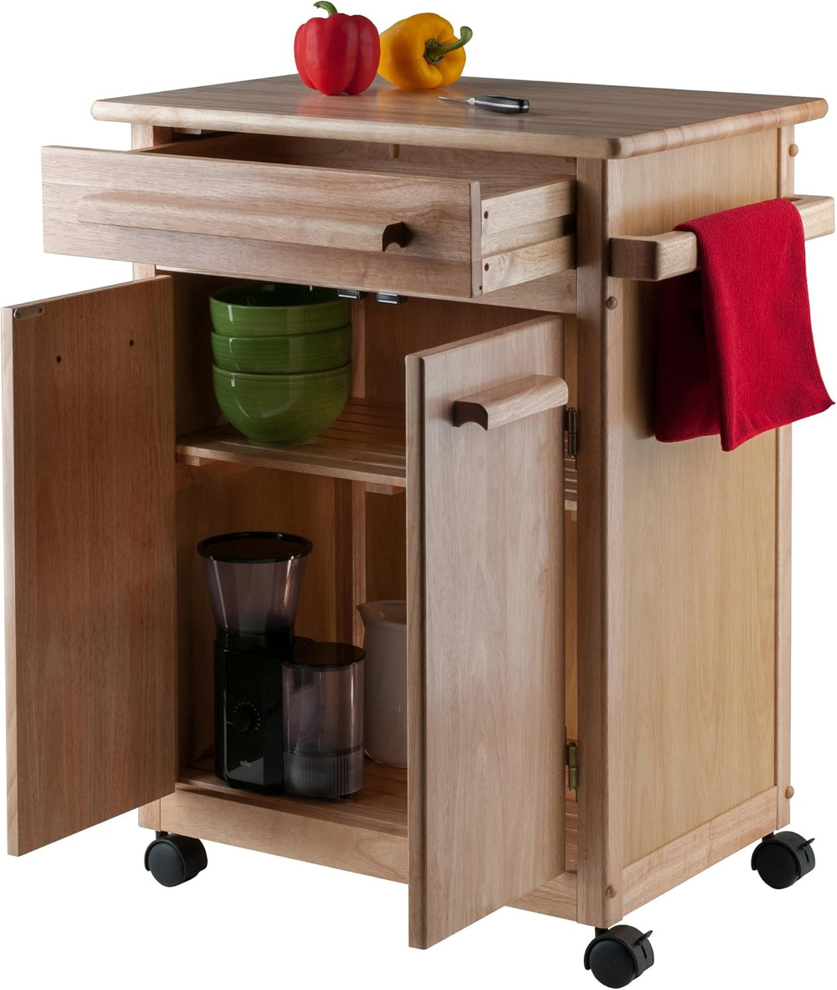 Natural Wood Single Drawer Kitchen Cabinet Storage Cart Y3637
