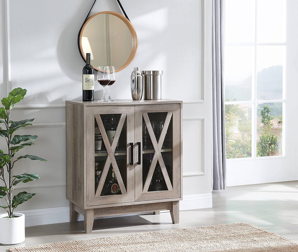 Small Cabinet Sideboard with Glass Doors in Mahogany Q9993