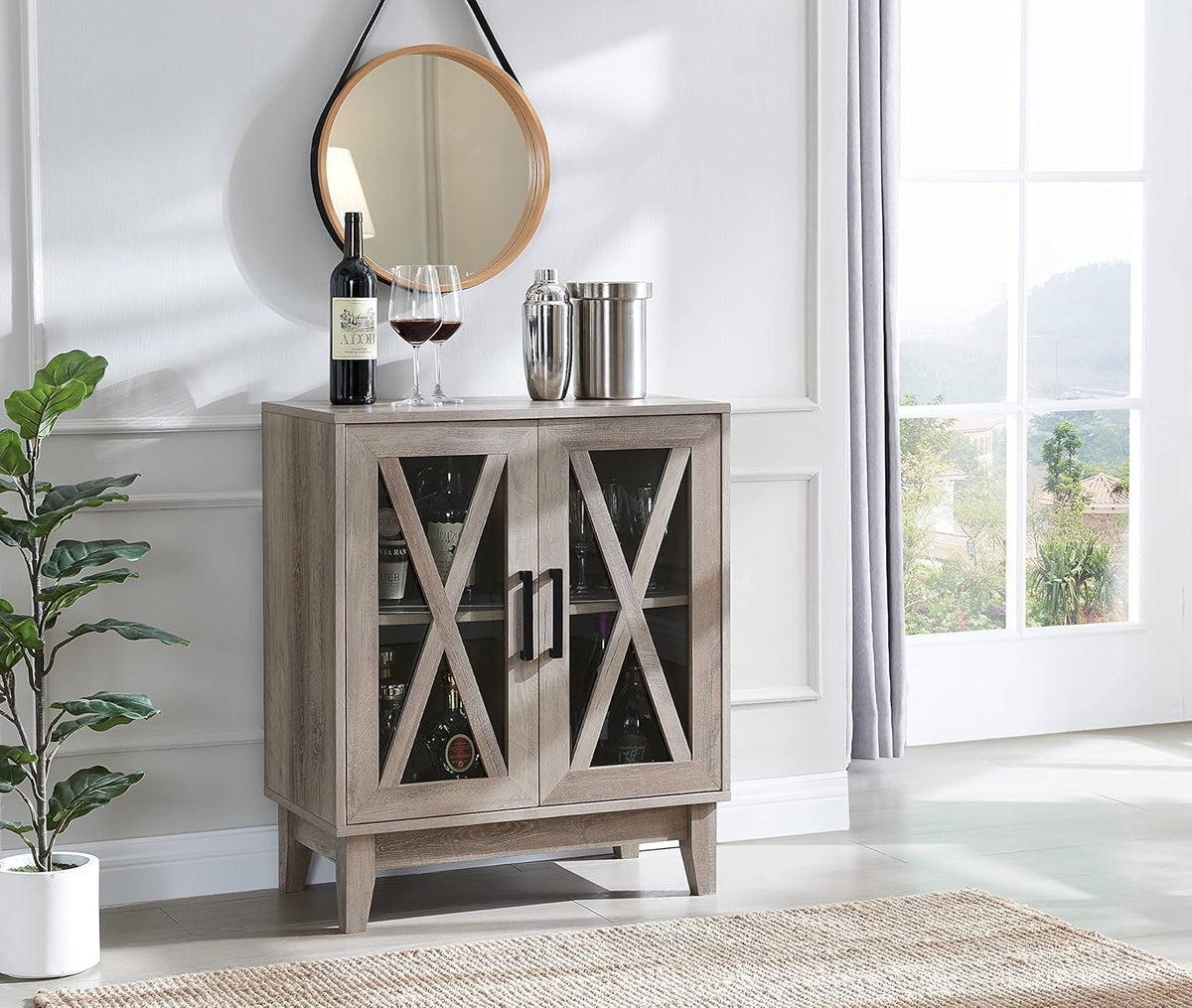 Small Cabinet Sideboard with Glass Doors in Mahogany Q9993