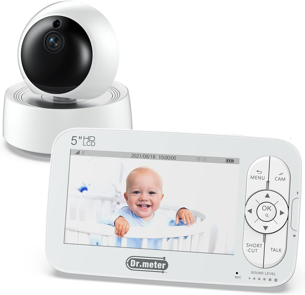Baby Monitor with 5 LCD Screen, 720p HD, Remote PTZ, Two-Way Talk, Infrared Night Vision U72532