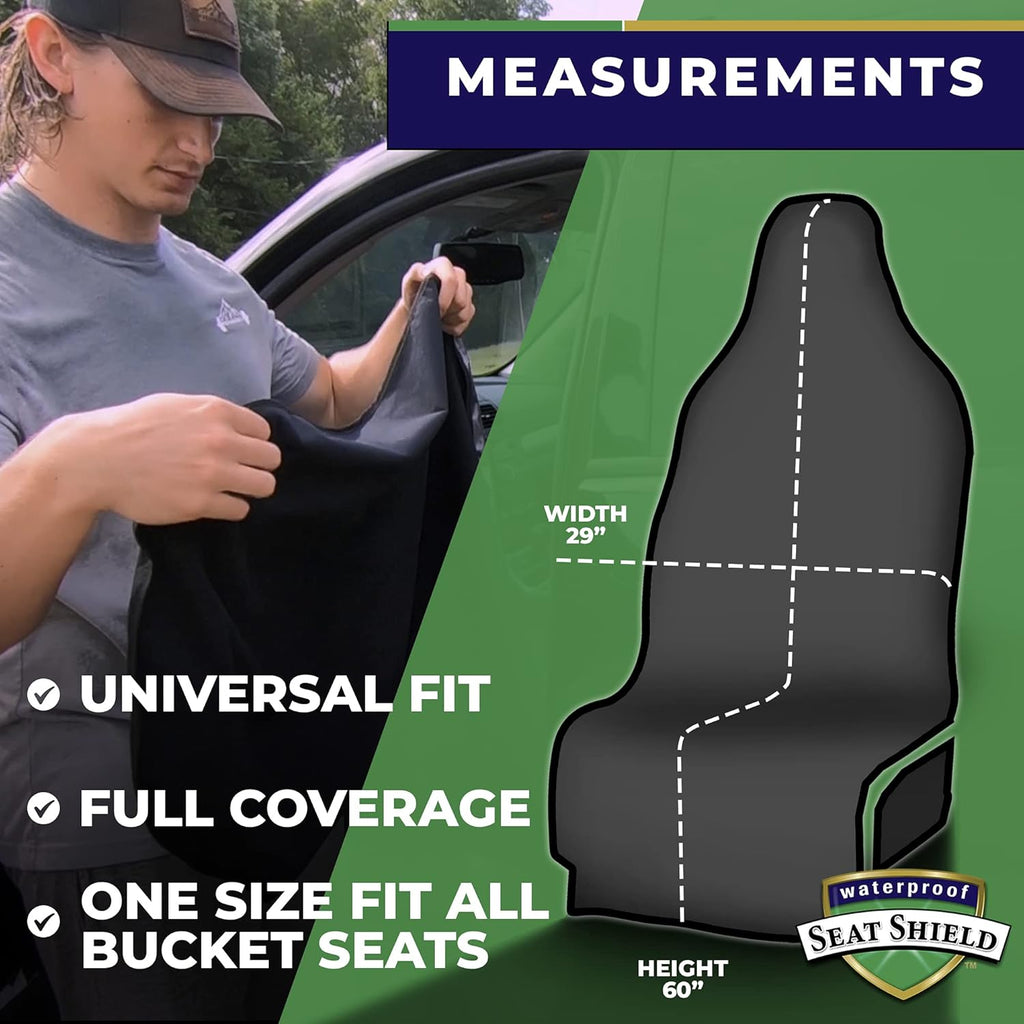 Black Non-Slip Removable Car Seat Cover Pack of 2 K8584