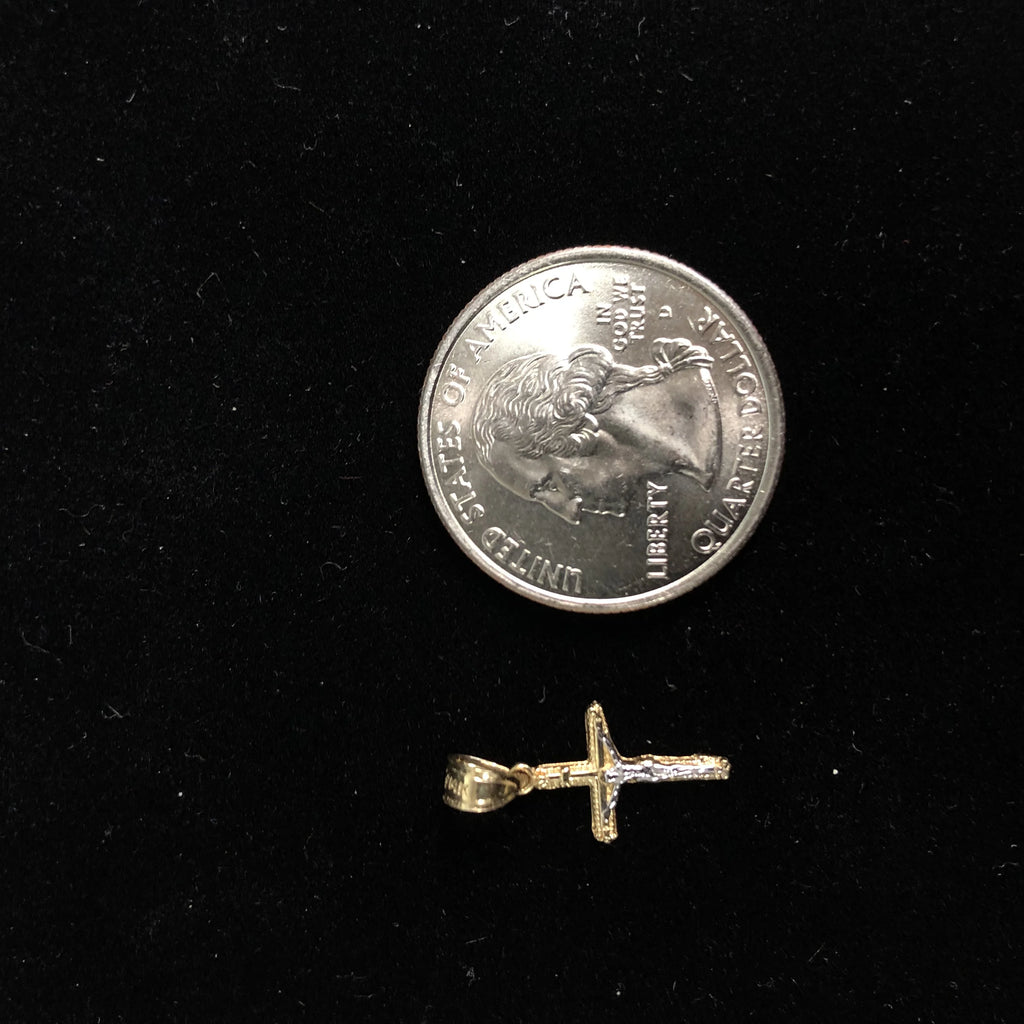 14K Two Tone Gold Jesus Crucifix Cross Pendant B826936