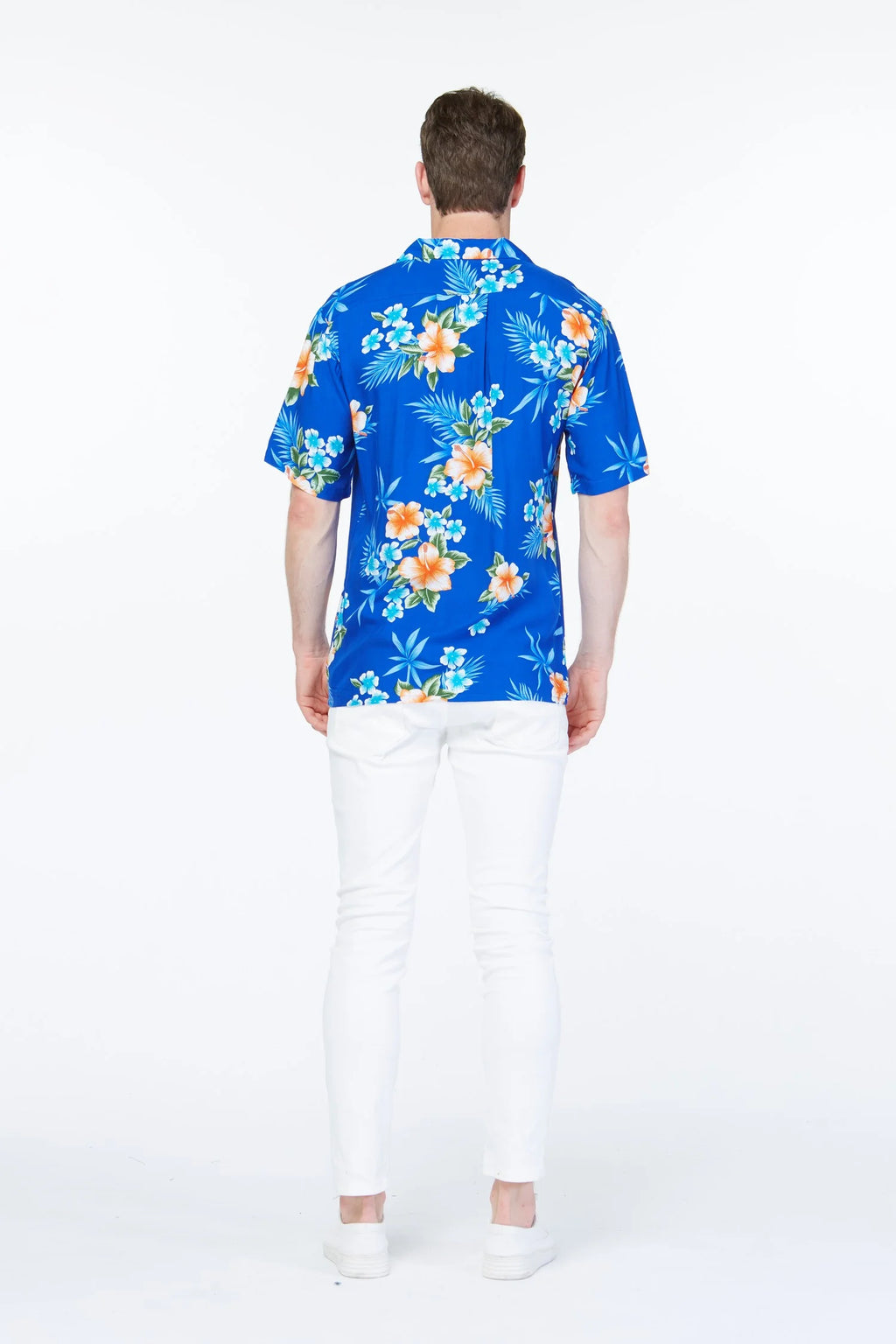 Hibiscus Blue Hawaiian Luau Shirt E622