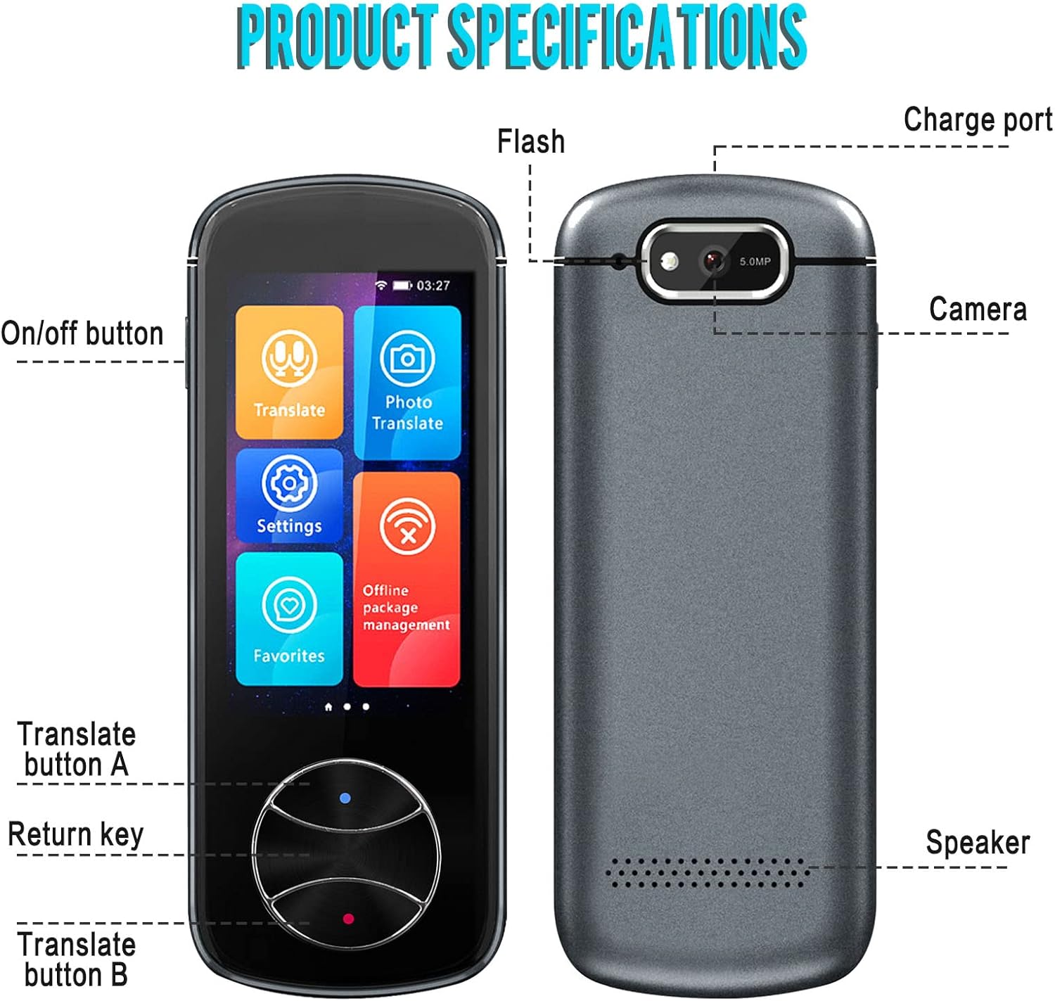 Portable Instant Voice Translator with Touch Screen B1907