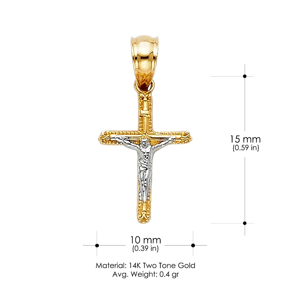 14K Two Tone Gold Jesus Crucifix Cross Pendant B826936