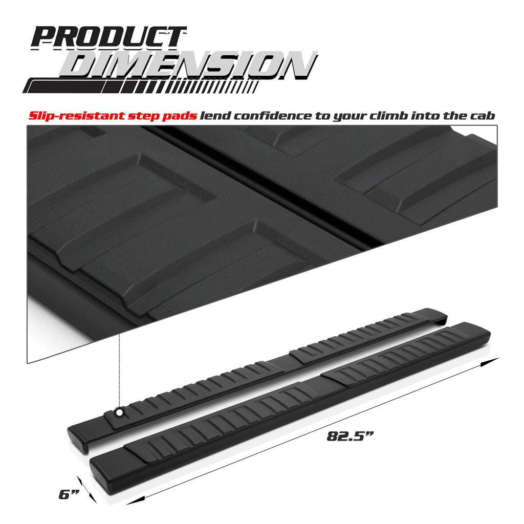 Black 6" Side Step Running Boards E953455