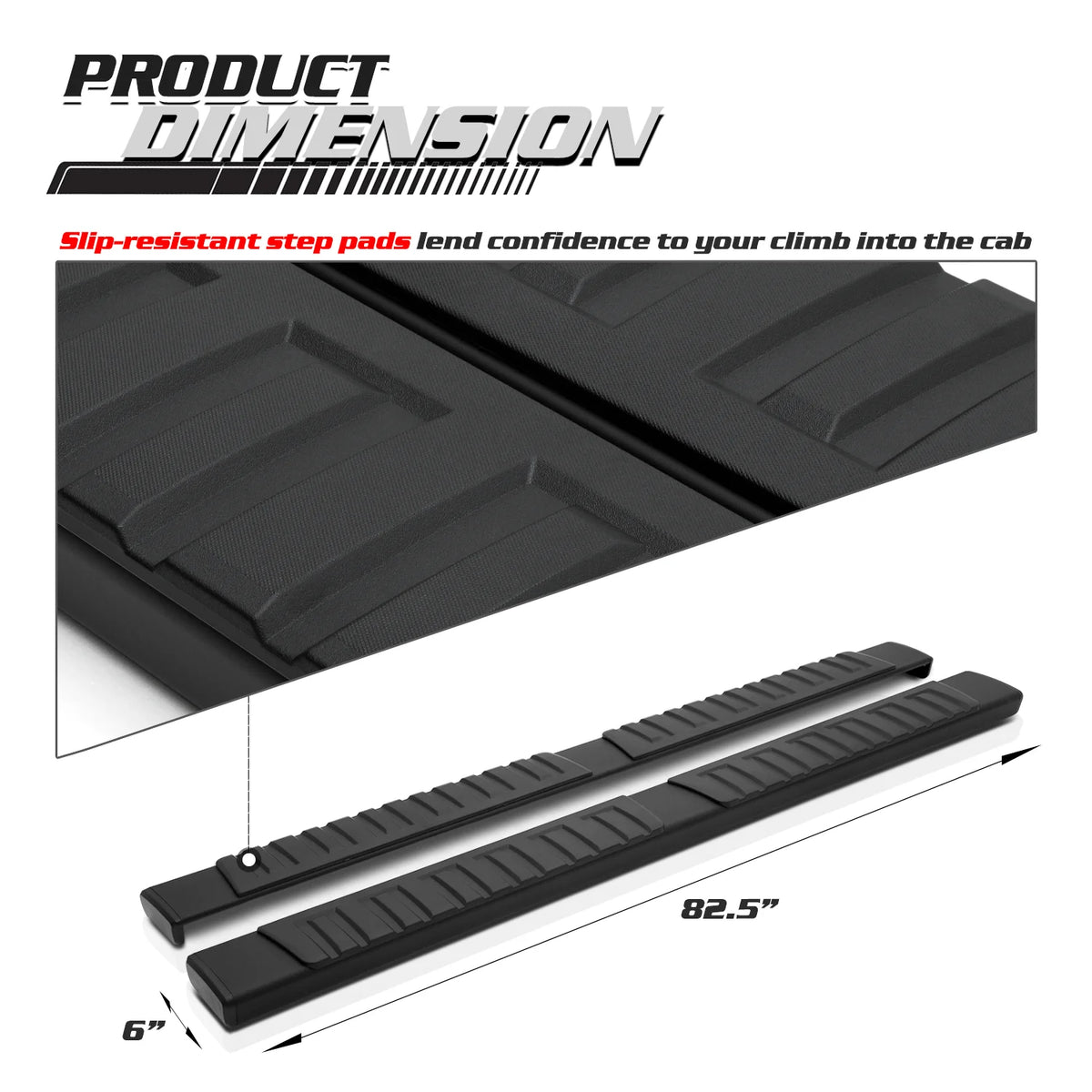 Black 6" Side Step Running Boards E953455