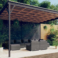 9 Piece Patio Set with Cushions Gray Poly Rattan M144