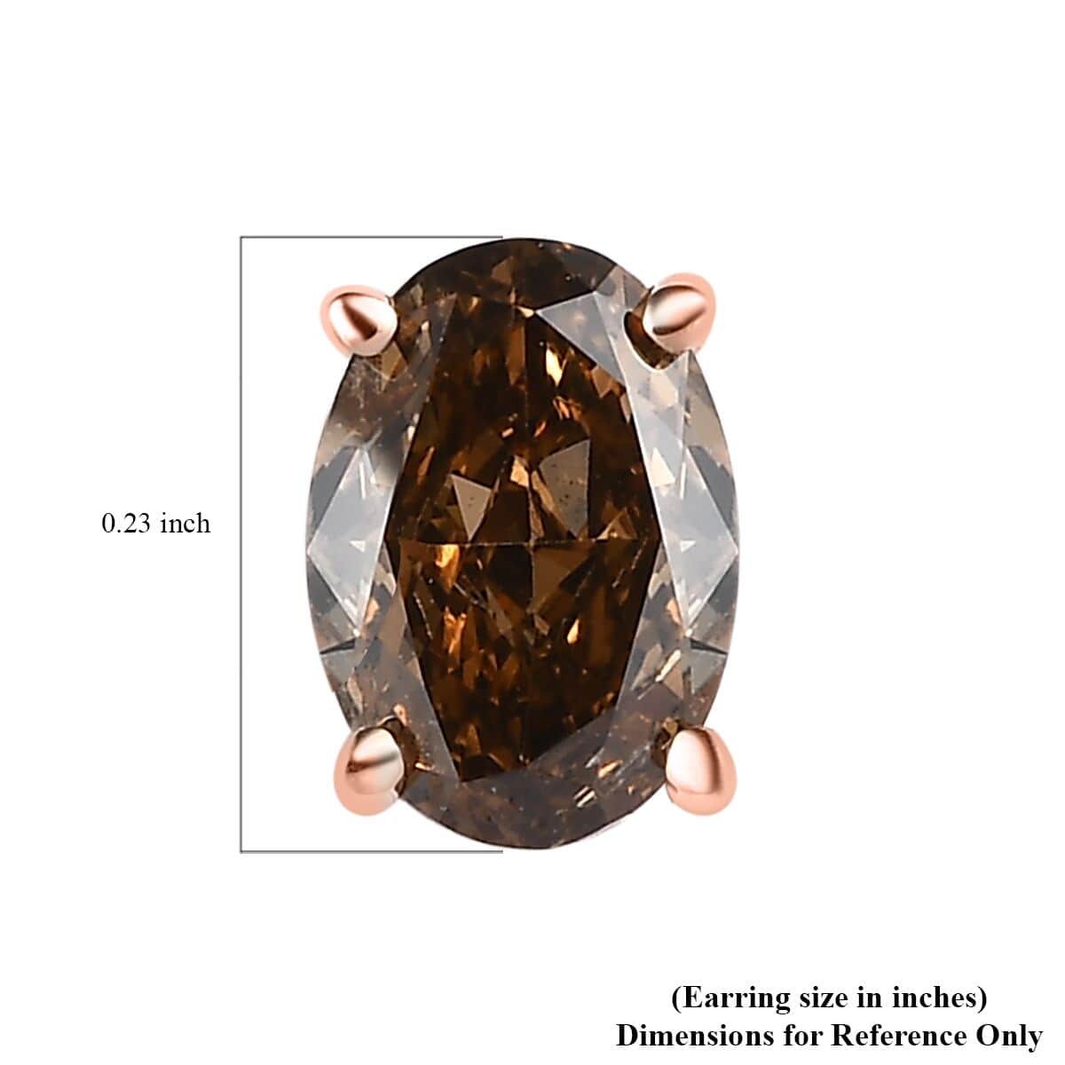 Champagne Diamond Oval 10K Rose Gold Stud Solitaire Earrings M95685
